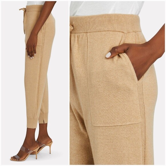 Frame Cashmere Lounge Jogger Drawstring Ribbed Cuffed in Carmel Heather SZ Small - Picture 2 of 11
